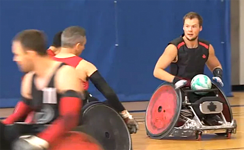 Canada's wheelchair rugby player with cooling vest