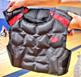 Closeup of wheelchair rugby cooling vest (Photo courtesy of CBC)