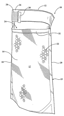Patent application drawing of blood pouch 