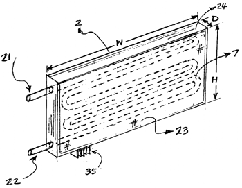 Patent drawing of room cooler tank