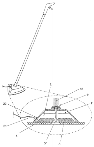 Patent application drawing of cleaning apparatus with PCM