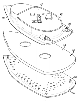 Garment steaming device patent drawing